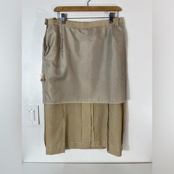 Vintage Bardehle Women’s Size 10 Linen Blend Skirt Gold Buttons Lined Neutral - Picture 12 of 13